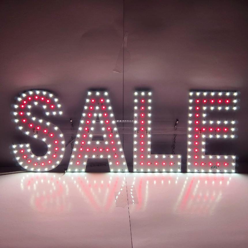 EPL SALE Red, LED 2G Blinking Sign, Eye-Catching, Super Bright, 8"x22", Remote, Business decor, Storefront display, Restaurant signage