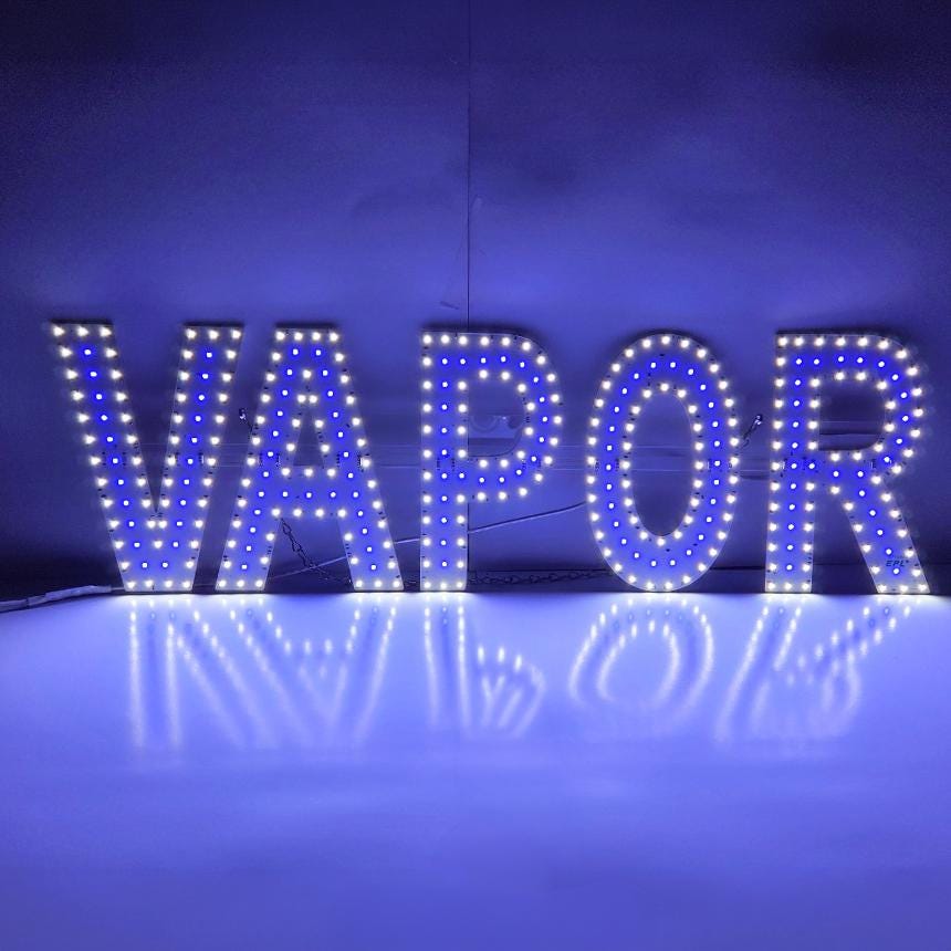 EPL VAPOR Blue, LED 3G Sparkling Sign & Eye-catching, Super Bright, 9"x30", Remote Control, Smoke Vape Business decor, Storefront display