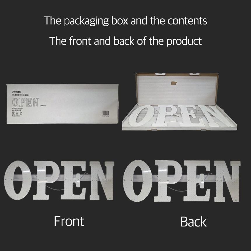 EPL OPEN Warm white, LED 3G Sparkling Sign, Eye-catching, Super Bright, 3Size Remote, Business decor, Storefront display, Restaurant signage