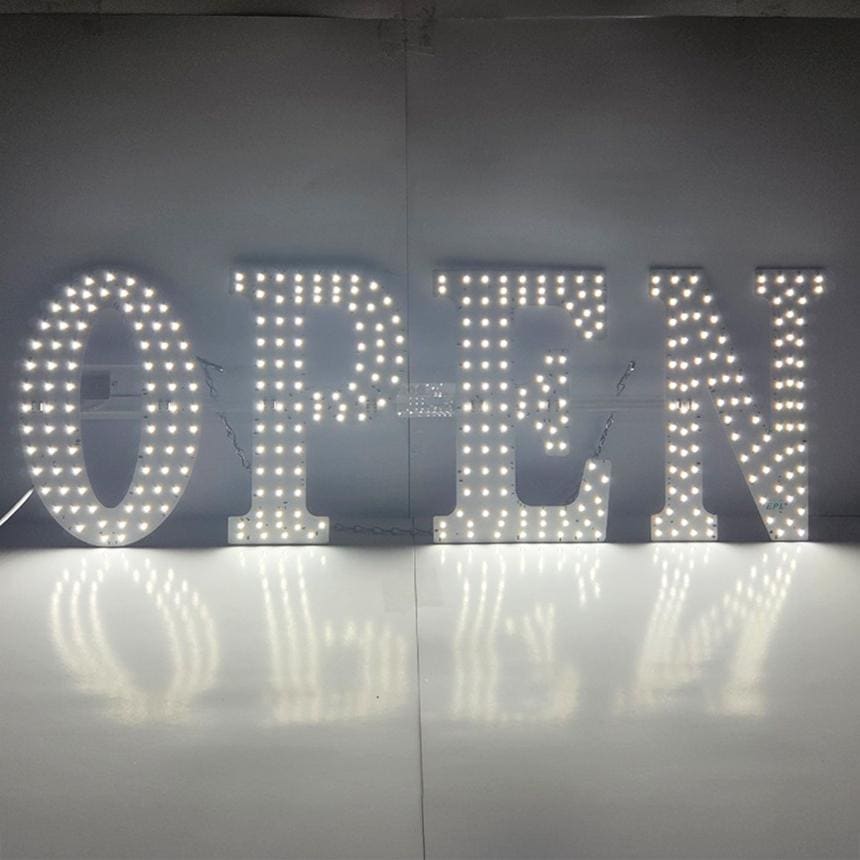 EPL OPEN White, LED 3G Sparkling Sign, Eye-catching, Super Bright, 3 Size, Remote, Business Decor, Window Display, Shop Entrance Light