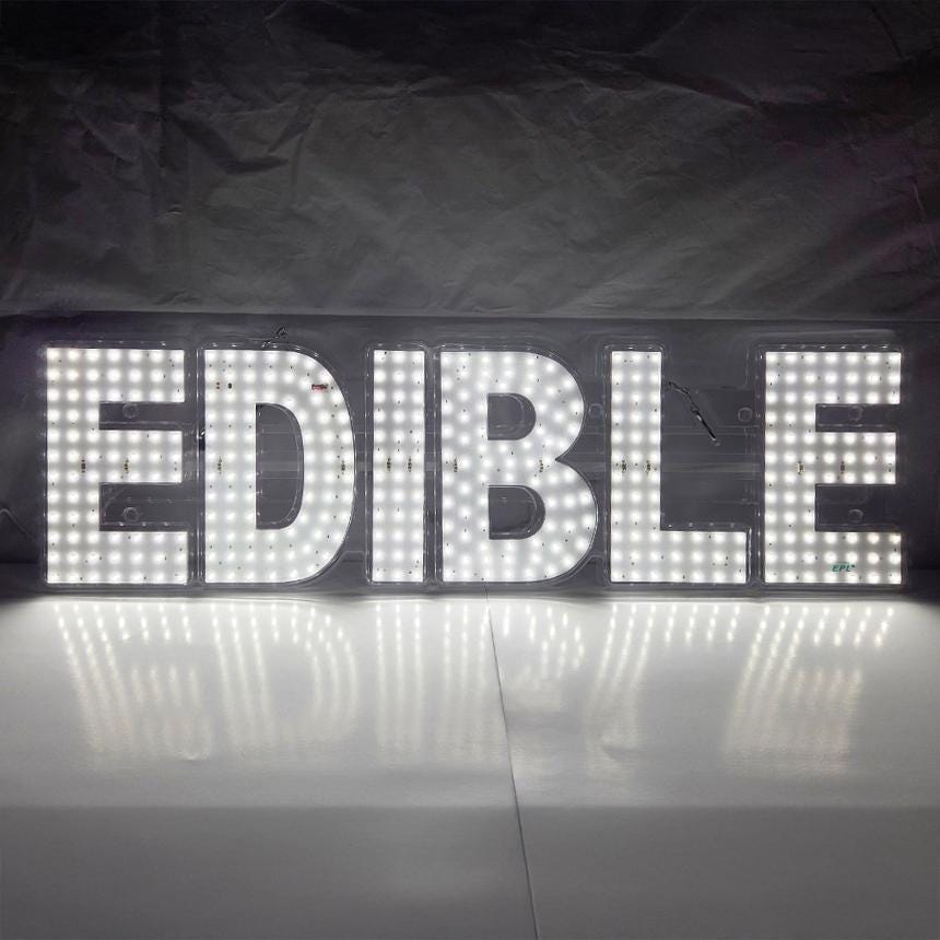 EPL EDIBLE, Led 1G On-Off Sign, Eye-Catching, Super Bright, 8"x30" & Power Cord, Electric CBD Shop Cannabis Dispensary Window Store Decor