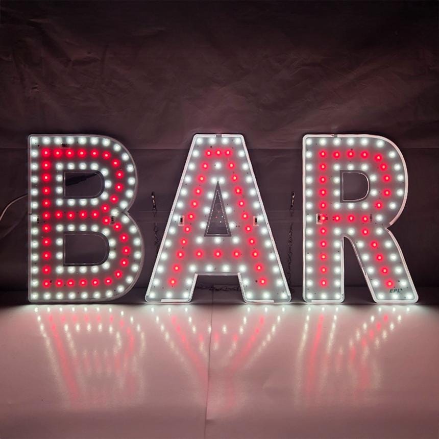 EPL BAR Red, Led 1G on-off sign, eye-catching sign, Super Bright, 10"x24", indoor business display, hanging wall decor for pub & Restaurant