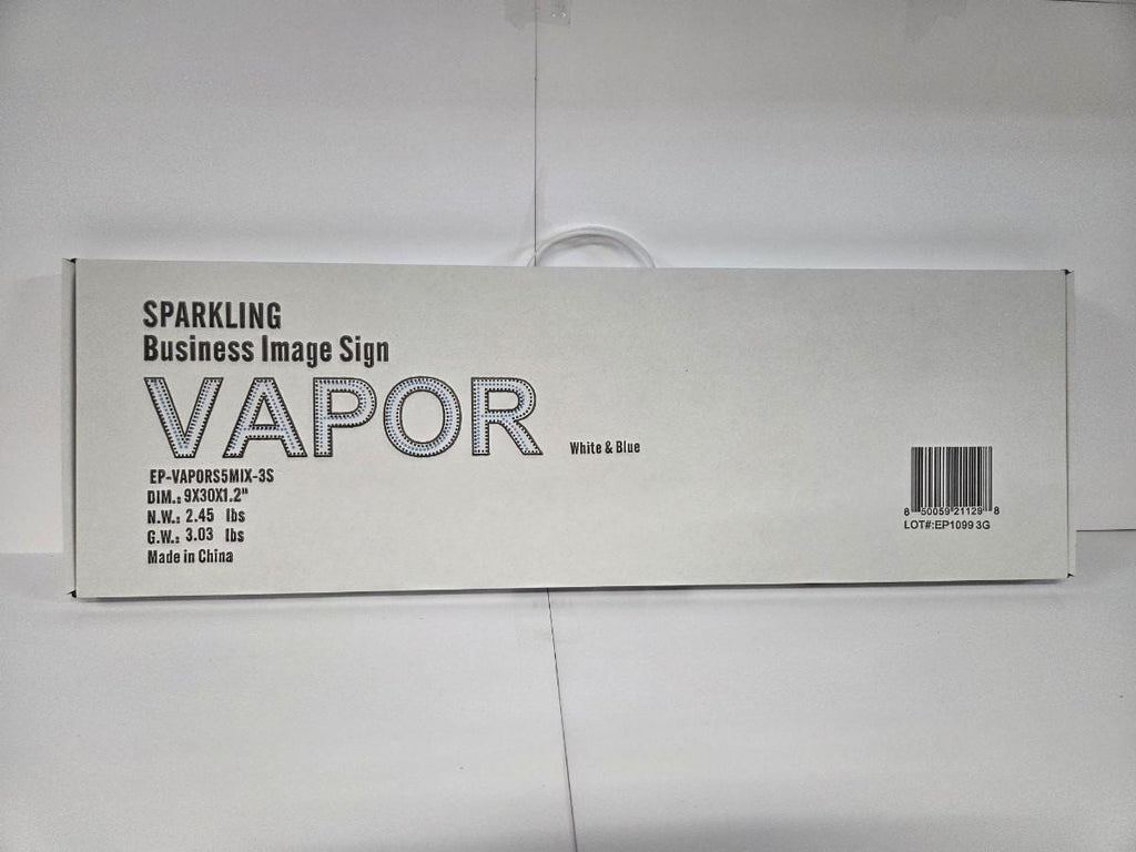 EPL VAPOR Blue, LED 3G Sparkling Sign & Eye-catching, Super Bright, 9"x30", Remote Control, Smoke Vape Business decor, Storefront display