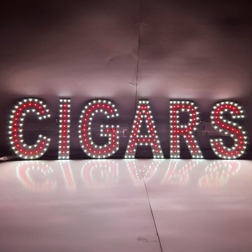 EPL CIGARS Red, LED 3G Sparkling Sign, Eye-catching, Super Bright, 8"x32", Remote Control, Smoke Tobacco Business decor, Storefront display
