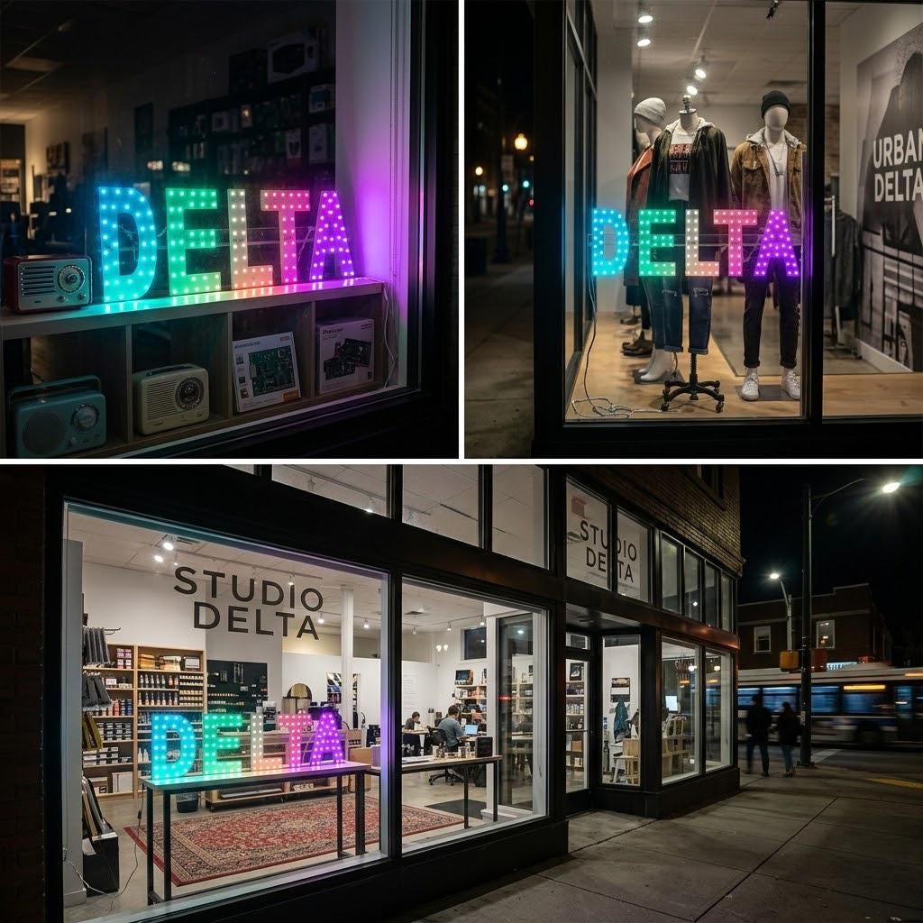 EPL DELTA RGBW Wave, Led 4G Full-color changes sign, Eye-catching sign, Super Bright, 9"x30", Remote, Business decor, Storefront display
