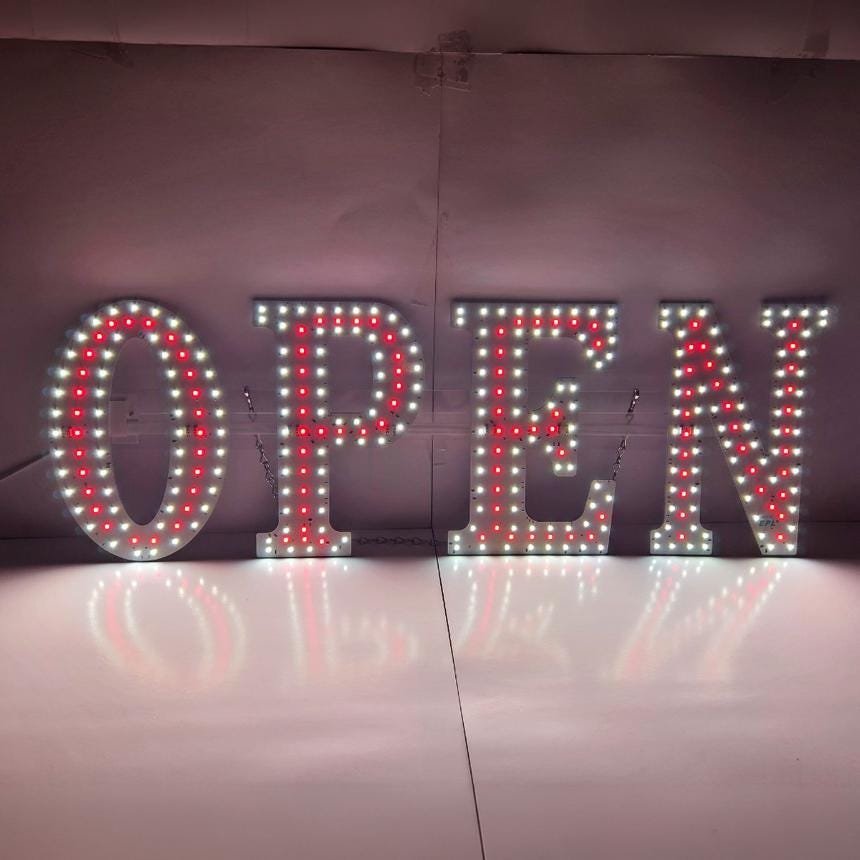 EPL OPEN Red, LED 3G Sparkling Sign, Eye-catching, Super Bright, 10"x30", Remote, Business decor, Storefront display, Restaurant signage