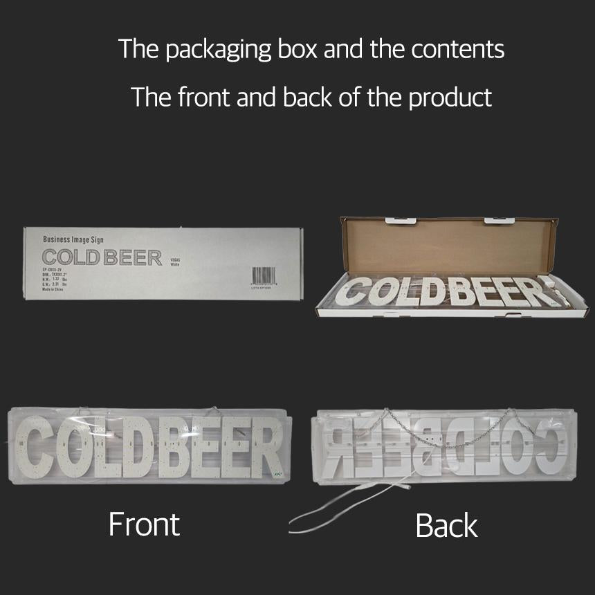 EPL COLDBEER White, LED 2G Blinking Sign, Eye-Catching, Super Bright, 7"x30", Remote, Business decor, Storefront display, Restaurant signage