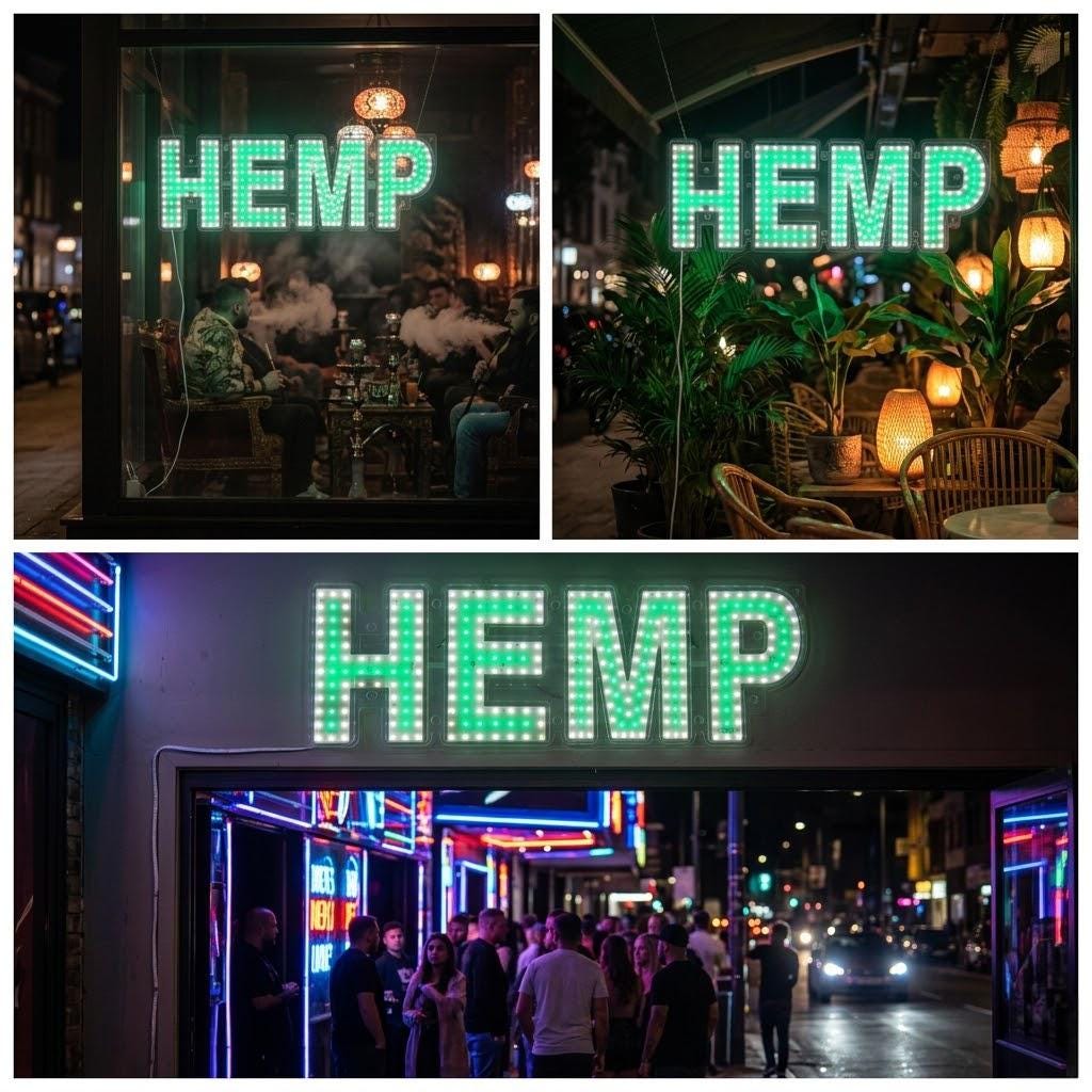 EPL HEMP Green, Led 2G Blinking Sign, Eye-catching, Super Bright, 8"x24", Remote Control, Smoke Shop, CBD Business decor, Storefront display