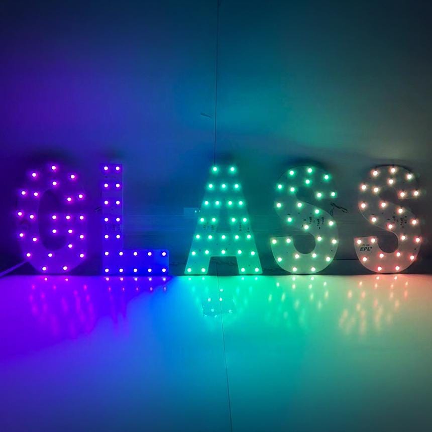 EPL GLASS RGBW Wave, Led 4G Full-color changes sign, Eye-catching sign, Super Bright, 7"x26", Remote, Business decor, Storefront display