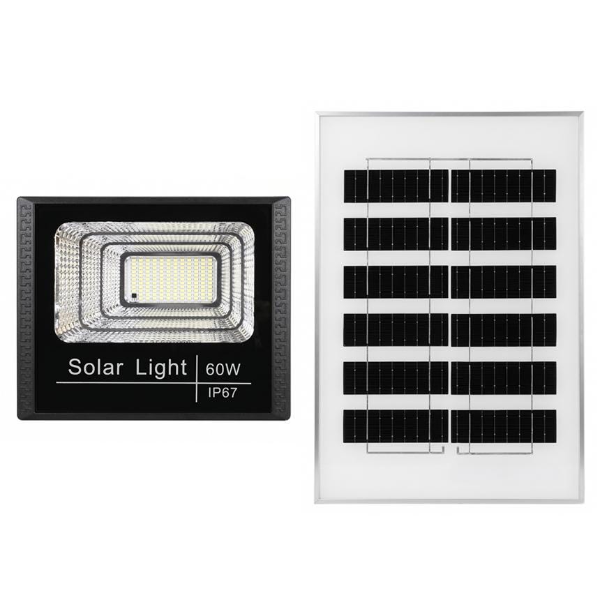 EPL 60W Solar Flood Light Outdoor, IP67 Waterproof Solar Powered Street Lamp with Remote Control, Dusk to Dawn Security Light for Yard