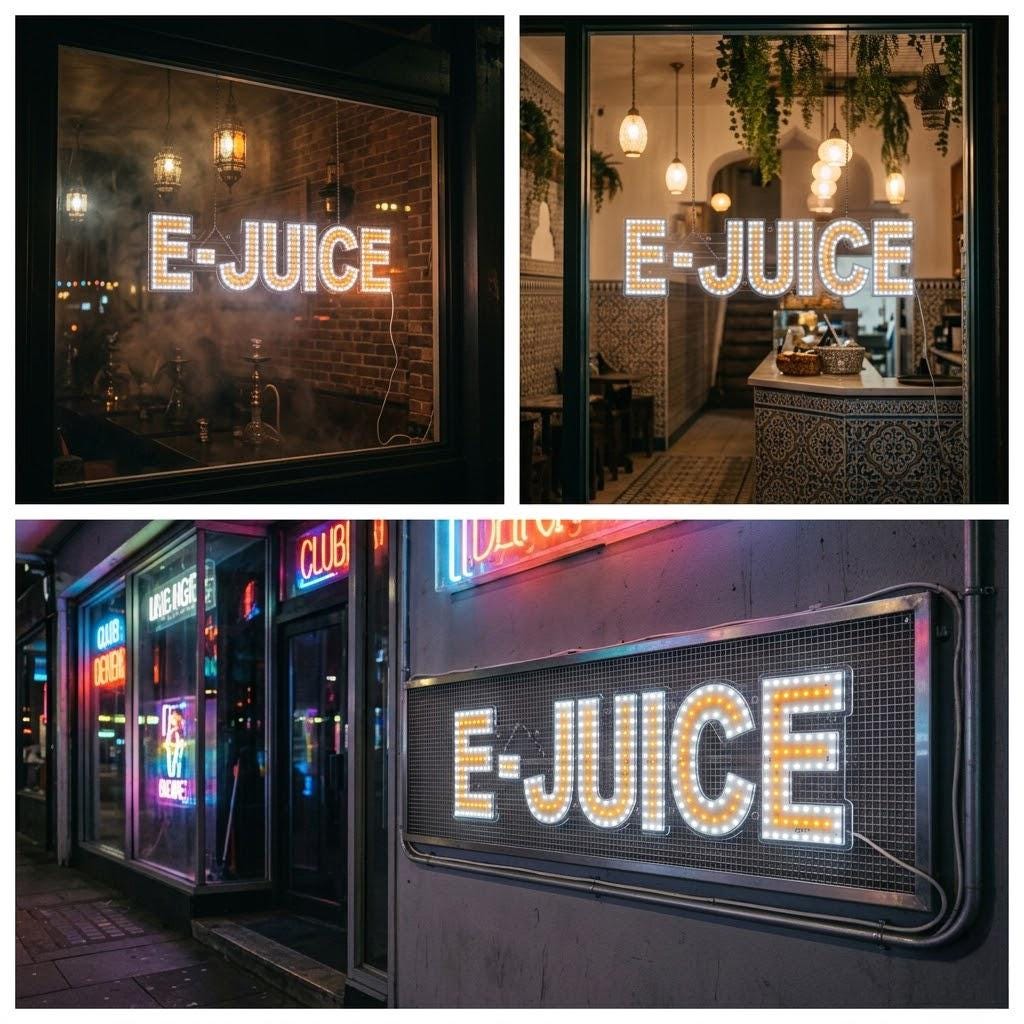 EPL E-JUICE Yellow, Led 2G Blinking Sign, Eye-catching, Super Bright, 8"x30", Remote, Vape Shop, Smoke Business decor, Storefront display