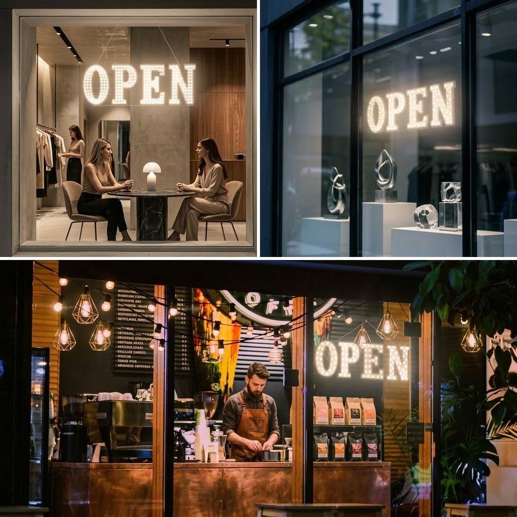 EPL OPEN Warm white, LED 3G Sparkling Sign, Eye-catching, Super Bright, 3Size Remote, Business decor, Storefront display, Restaurant signage