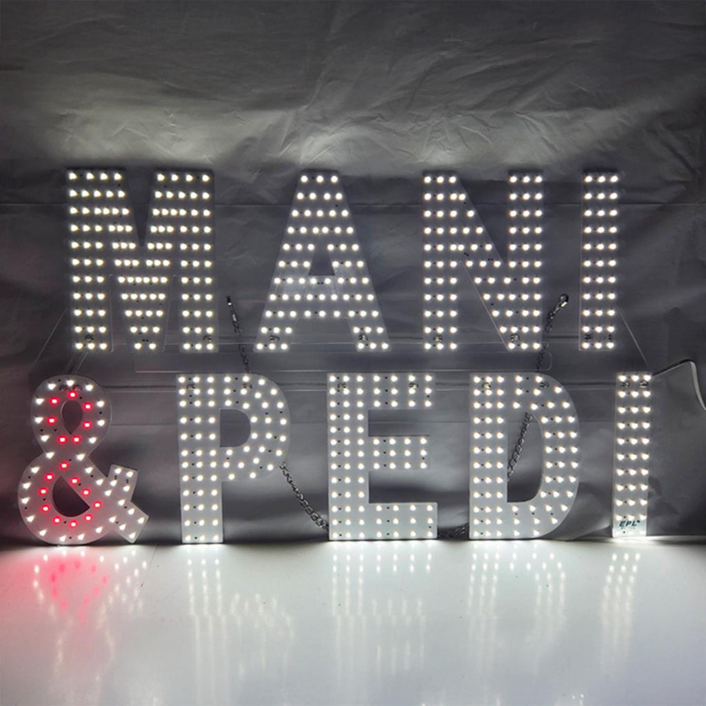 EPL MANI&PEDI White/Red, Led 1G On-off Sign, Eye-catching Sign, Super Bright, 14"x24", Beauty Salon Business decor, Storefront display