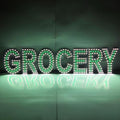 EPL GROCERY Green, LED 3G Sparkling Sign, Eye-catching, Super Bright, 8"x32", Remote, Business decor, Storefront display, Restaurant signage
