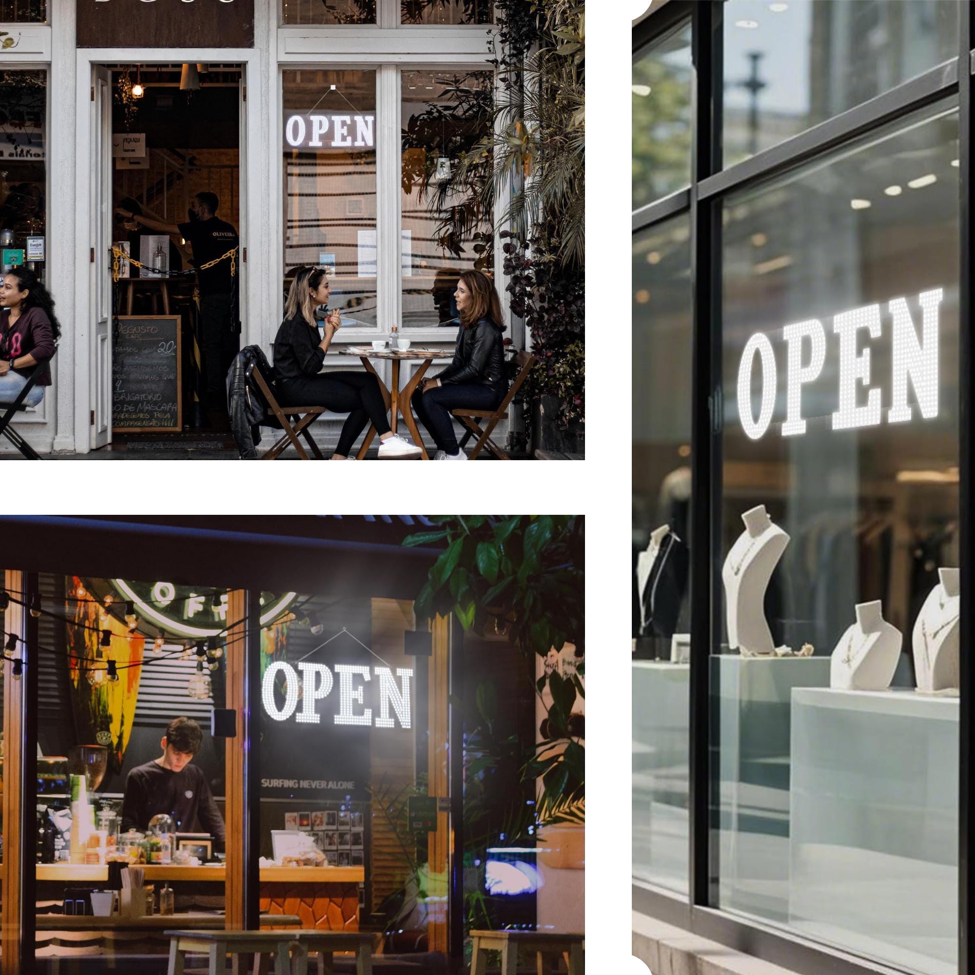 EPL OPEN White, LED 3G Sparkling Sign, Eye-catching, Super Bright, 3 Size, Remote, Business Decor, Window Display, Shop Entrance Light