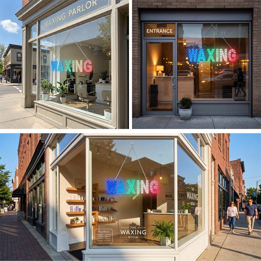EPL WAXING RGBW, Led 4G Full-color changes sign, Eye-catching sign, Super Bright, 7"x28", Remote, Beauty Salon, Spa, Professional, Decor