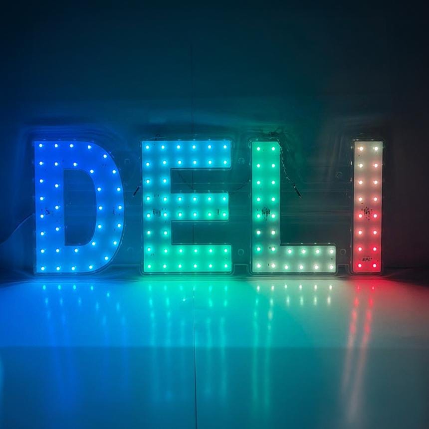 EPL DELI RGBW Wave, Led 4G Full-color changes sign, Eye-catching, Super Bright, 10"x28", Remote, Shop Window, Storefront Display, Restaurant