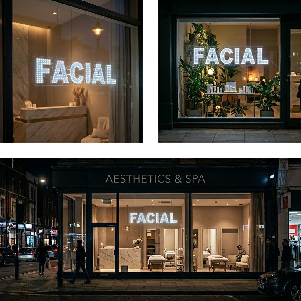 EPL FACIAL Blue, LED 1G On-off Sign, Eye-catching sign, Super Bright, 6"x28", Skincare & Beauty Salon Business decor, Storefront display