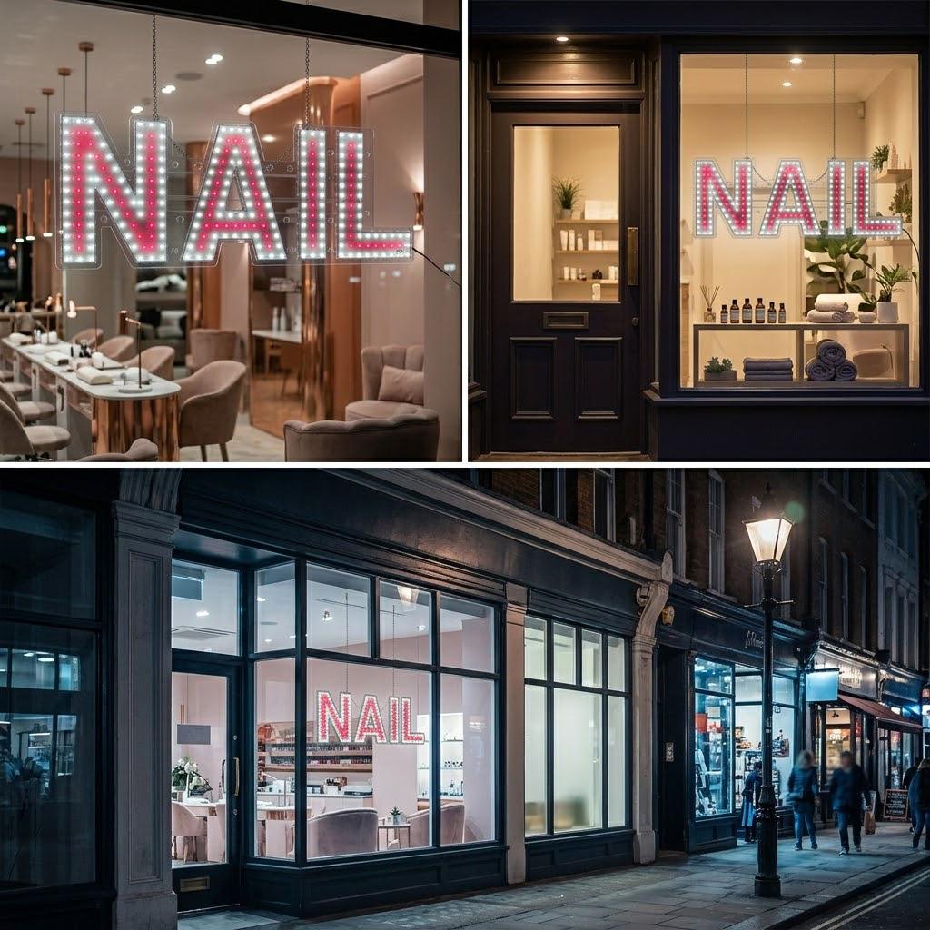 EPL NAIL Red, LED 1G On-Off sign, Eye-Catching, Super Bright, 10"x28", Beauty Salon, Manicure Shop Business decor, Storefront display