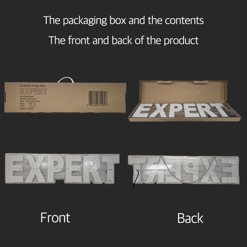 EPL EXPERT Red, LED 1G On-Off Sign, Eye-Catching, Super Bright, 6"x26", Business decor, Storefront display, Restaurant signage