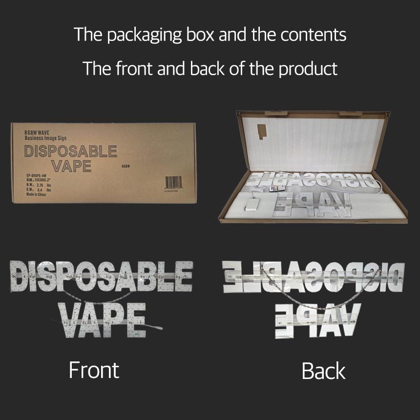 EPL Disposable Vape RGBW Wave, LED 4G Full-color changes sign, Eye-catching, Super Bright, 13"x30", Remote, Storefront display