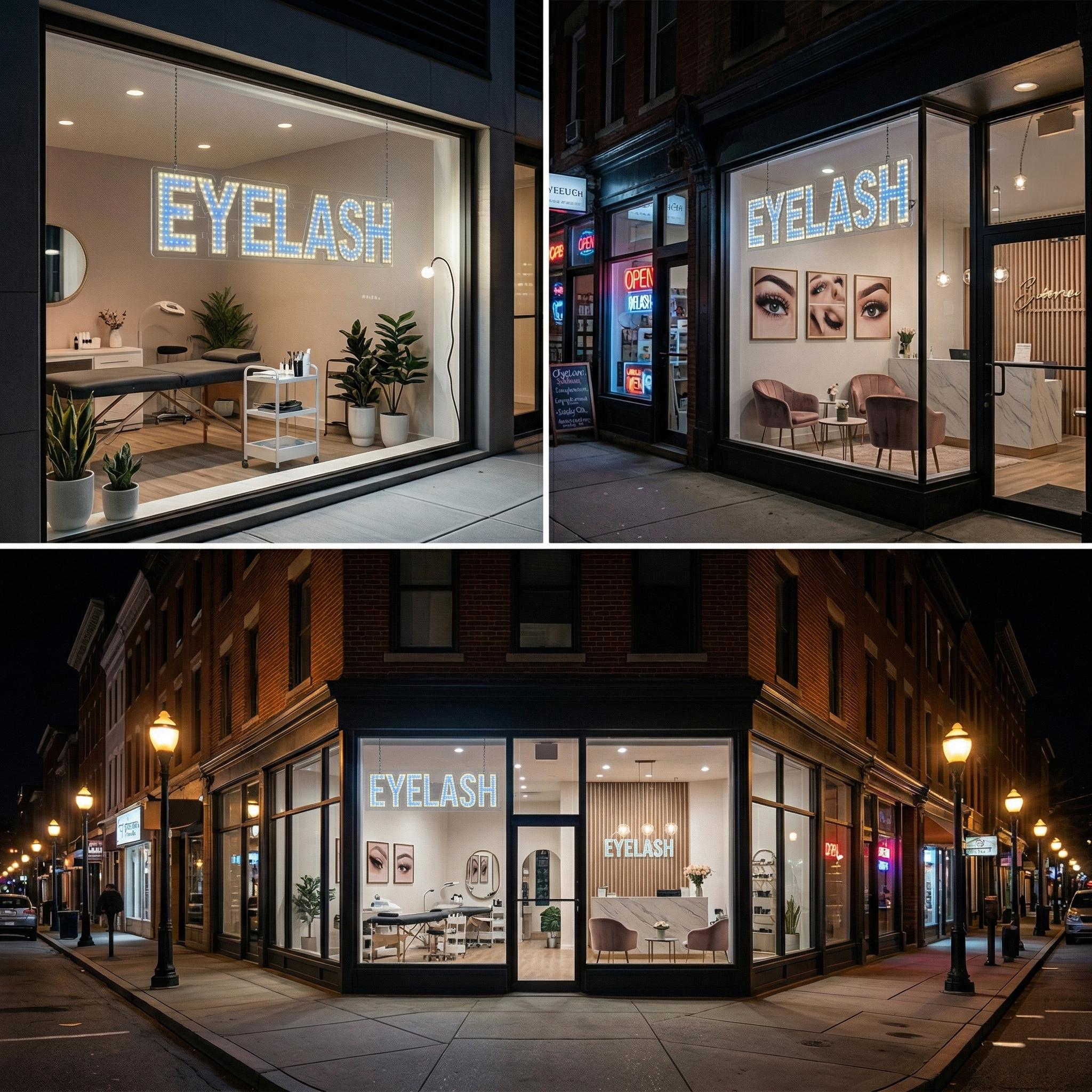 EPL EYELASH Blue, LED 1G On-off Sign, Eye-catching sign, Super Bright, 8"x30", Professional Beauty Studio Business decor, Storefront display