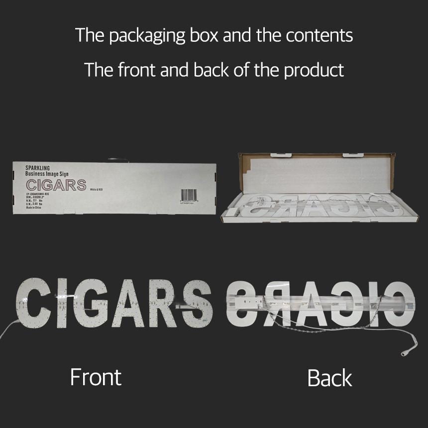 EPL CIGARS Red, LED 3G Sparkling Sign, Eye-catching, Super Bright, 8"x32", Remote Control, Smoke Tobacco Business decor, Storefront display