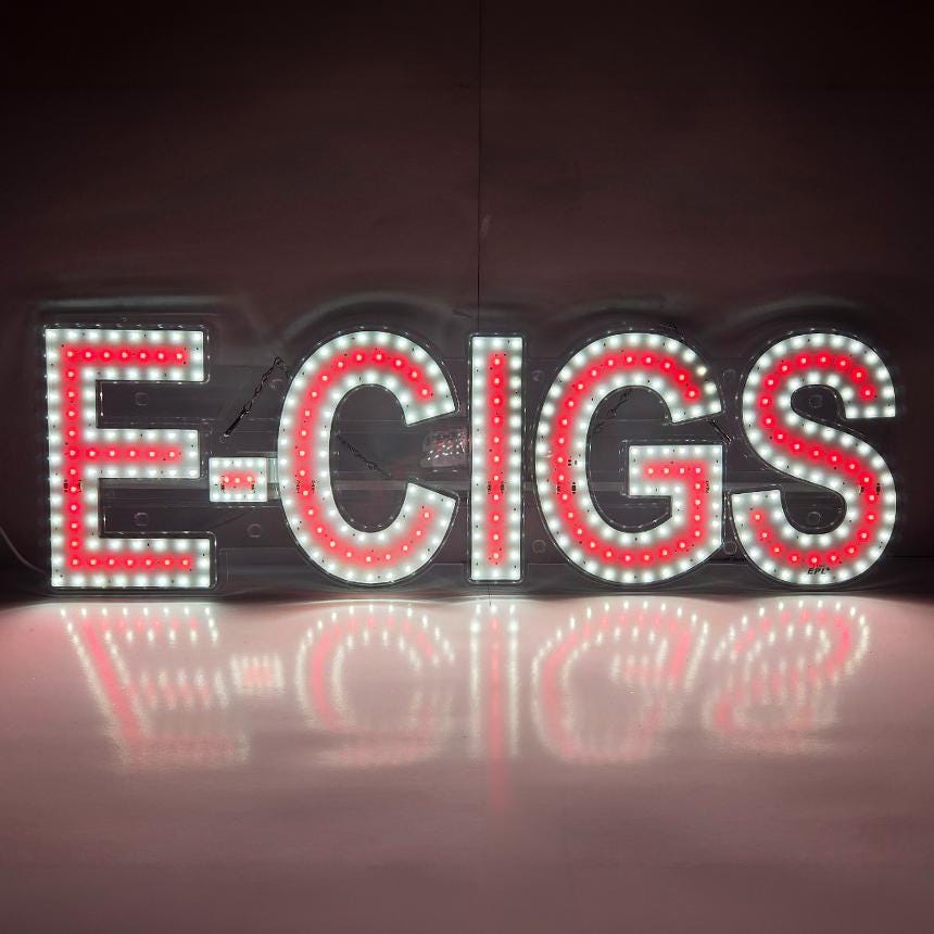 EPL E-CIGS Red, LED 2G Blinking Sign, Eye-catching Sign, Super Bright, 9"x30", Remote Control, Vape&Smoke Business decor, Storefront display