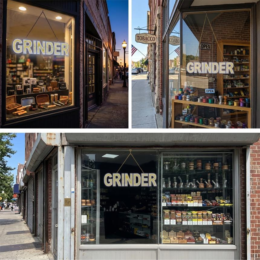 EPL GRINDER Yellow, LED 1G On-off Sign, Eye-Catching, Super Bright, 7"x32", Steady Glow, Ultra Light Business Decor, Window Shop Display