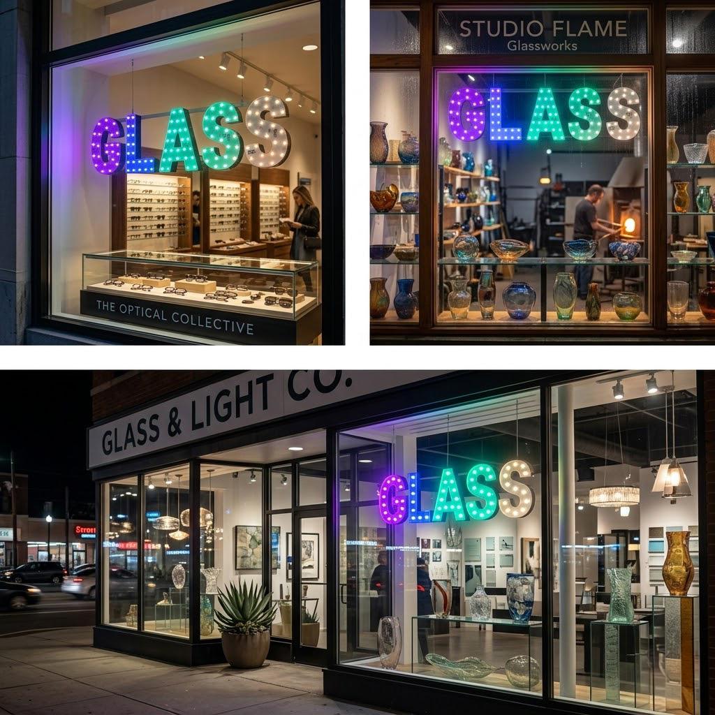 EPL GLASS RGBW Wave, Led 4G Full-color changes sign, Eye-catching sign, Super Bright, 7"x26", Remote, Business decor, Storefront display