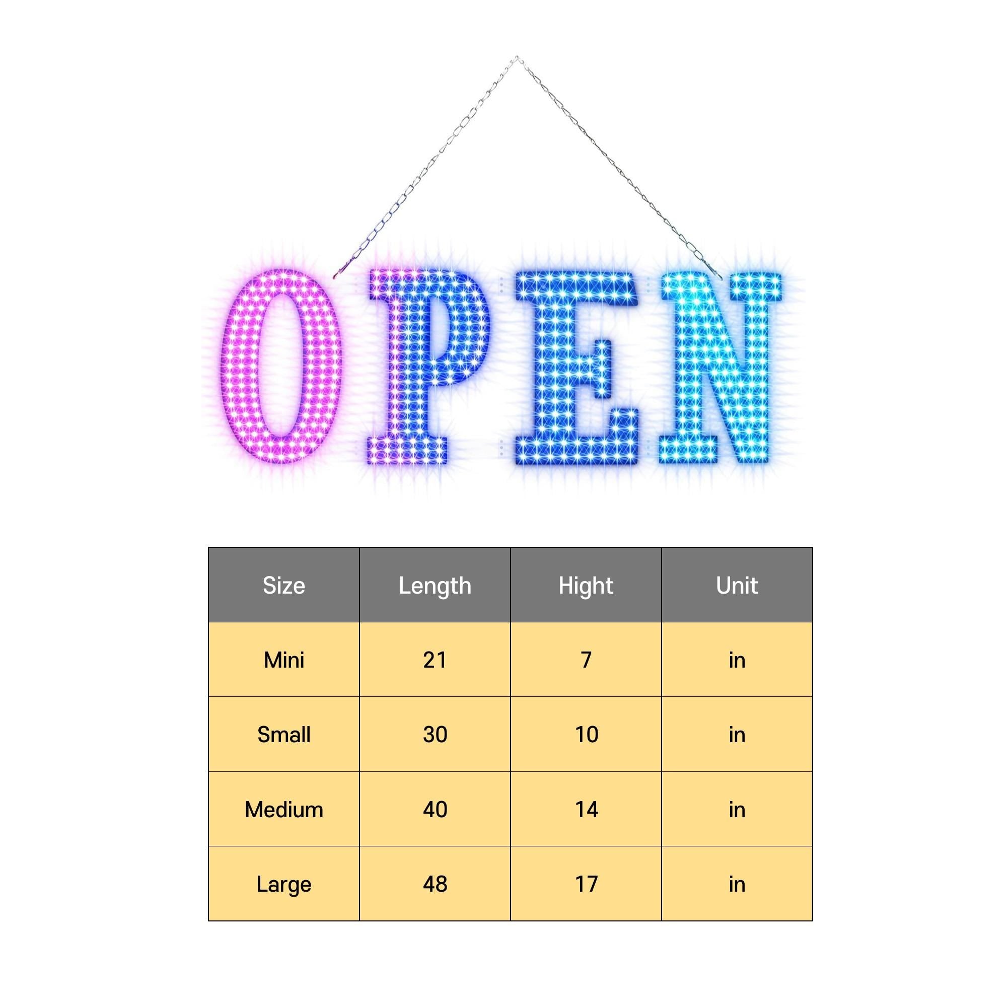 EPL OPEN RGBW Wave, Led 4G Full-Color Changes Sign, Eye-Catching, Super Bright, 4 Size, Remote&Animated, Business decor, Storefront display