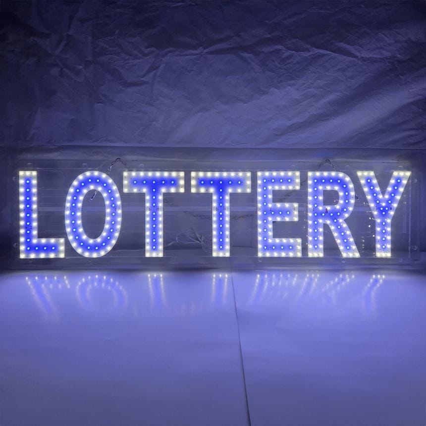 EPL Lottery blue, LED 1G on-off sign, eye-catching sign, Super Bright, 7"x32", Business Window Display & Advertising Board, Storefront Light