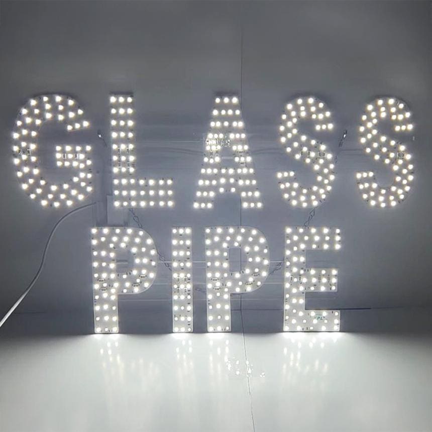 EPL GLASS PIPE White, Led 3G Sparkling Sign, Eye-catching Sign, Super Bright, 13"x22", Remote & Business decor, Storefront display
