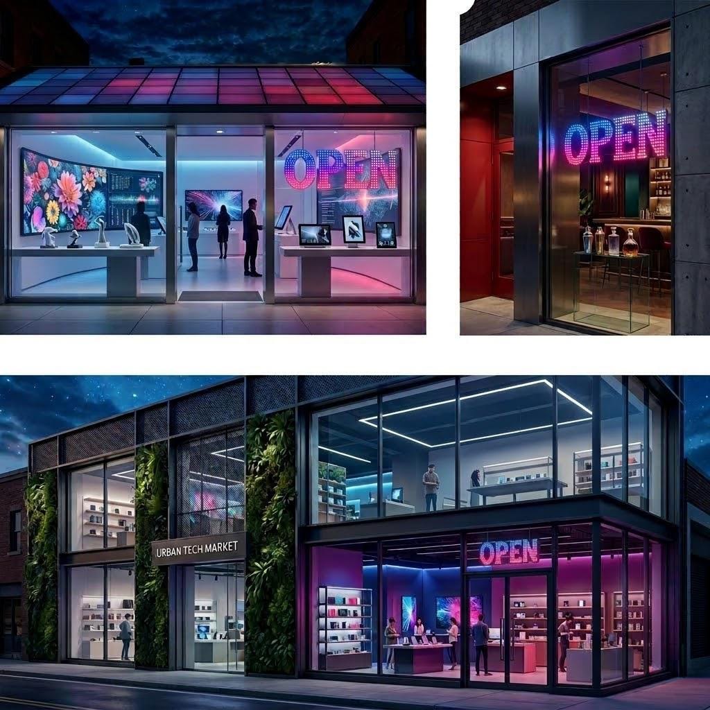 EPL OPEN Us Flag, LED 2G Blinking Sign, Eye-Catching, Super Bright Storefront, 10"x30", Remote, Business decor, Storefront display, signage