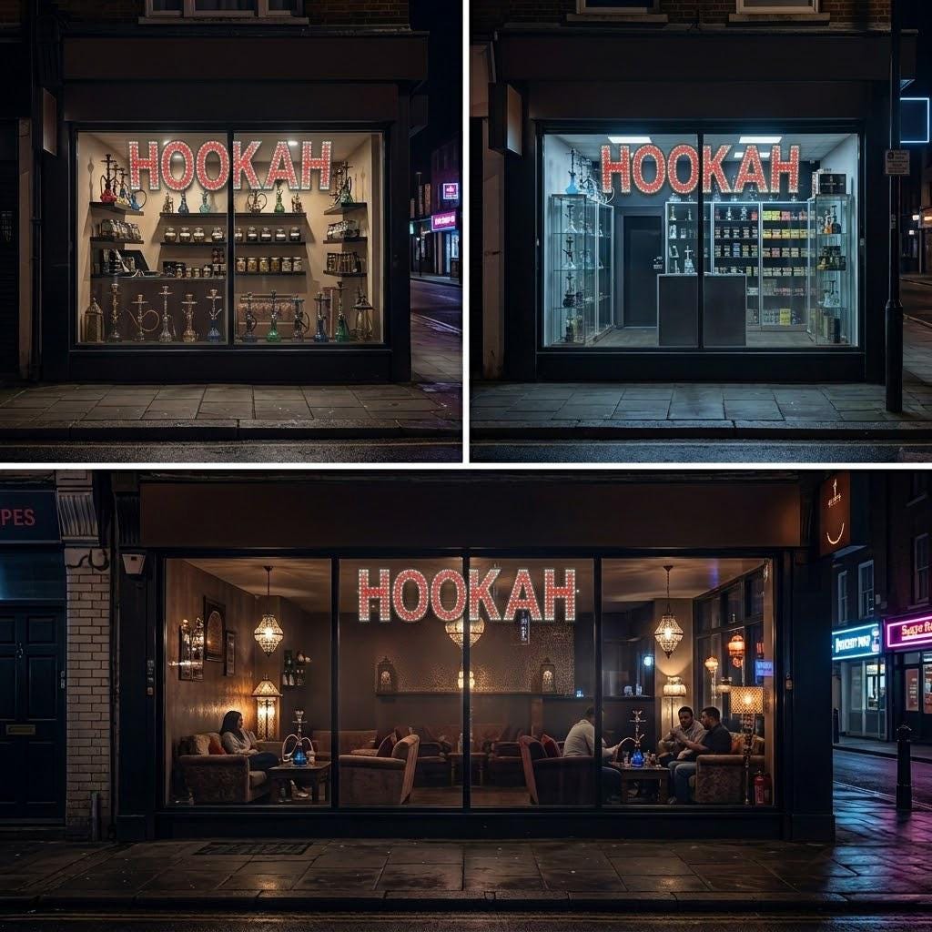EPL HOOKAH Red, LED 2G Blinking Sign, Eye-Catching, Super Bright, 8"x30", Remote Control & Business decor, Storefront display, signage