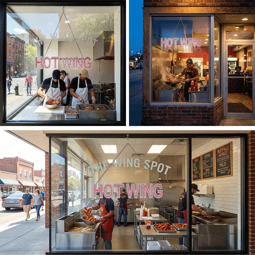EPL HOTWING Red, Led 1G On-Off Sign, Eye-Catching, Super Bright, 7"x32", Storefront Light, Restaurant Food Cafe Window Hanging Display