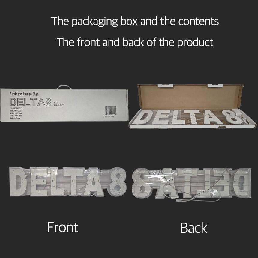 EPL DELTA8 White/Green, LED 2G Blinking Sign, Eye-catching Sign, Super Bright, 7"x30", Remote, Smoke CBD Business decor, Storefront display