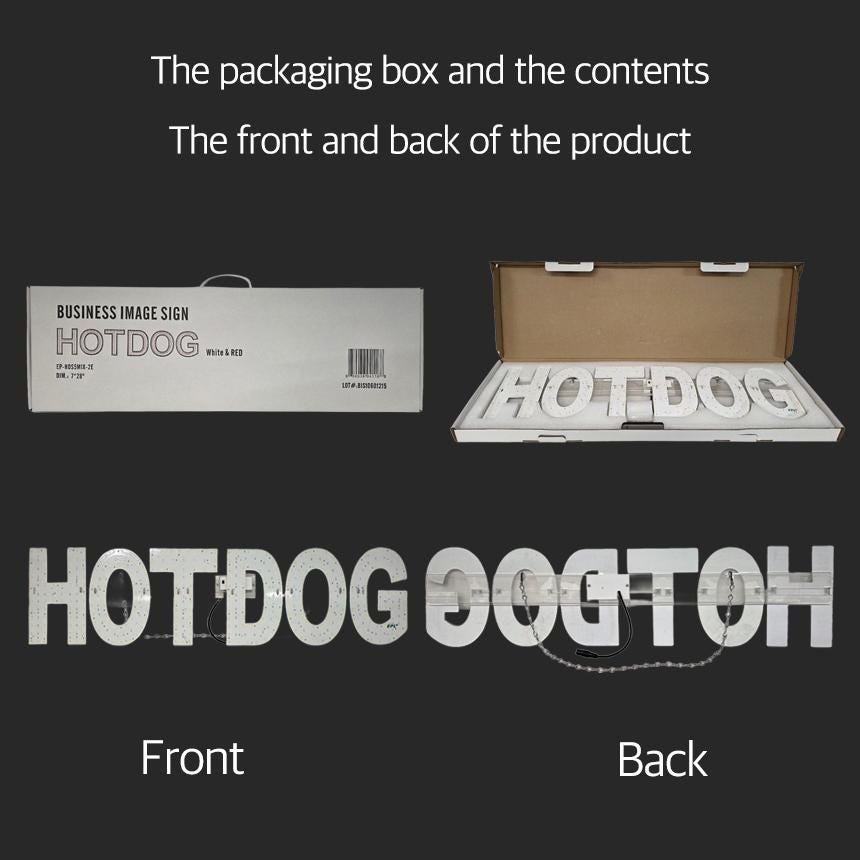 EPL HOTDOG Red, Led 2G Blinking Sign, eye-catching sign, Super Bright, 7"x30", Restaurant, Food Truck, Diner, Fast Cafe, Storefront Light