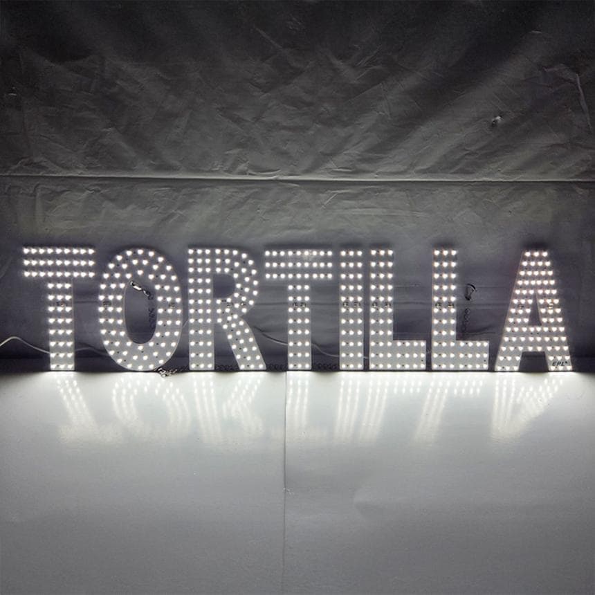 EPL TORTILLA White, Led 1G On-off Sign, Eye-catching, Super Bright, Food & Restaurant Decor, 6"x28", Indoor Display, Wall Light