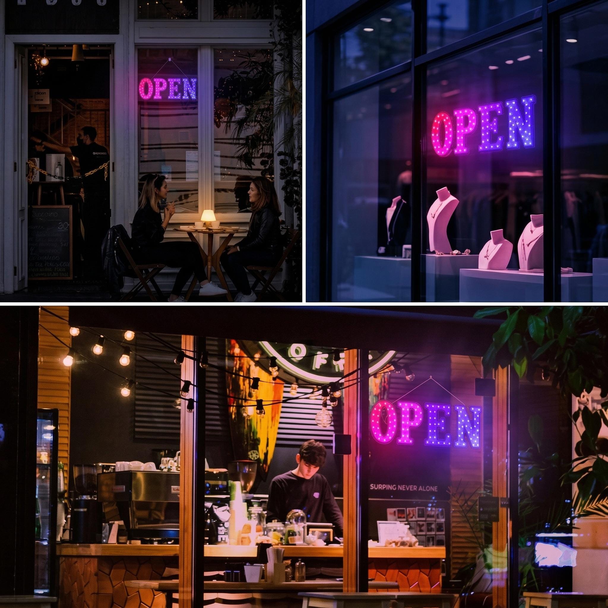 EPL OPEN RGBW Wave, Led 4G Full-Color Changes Sign, Eye-Catching, Super Bright, 4 Size, Remote&Animated, Business decor, Storefront display