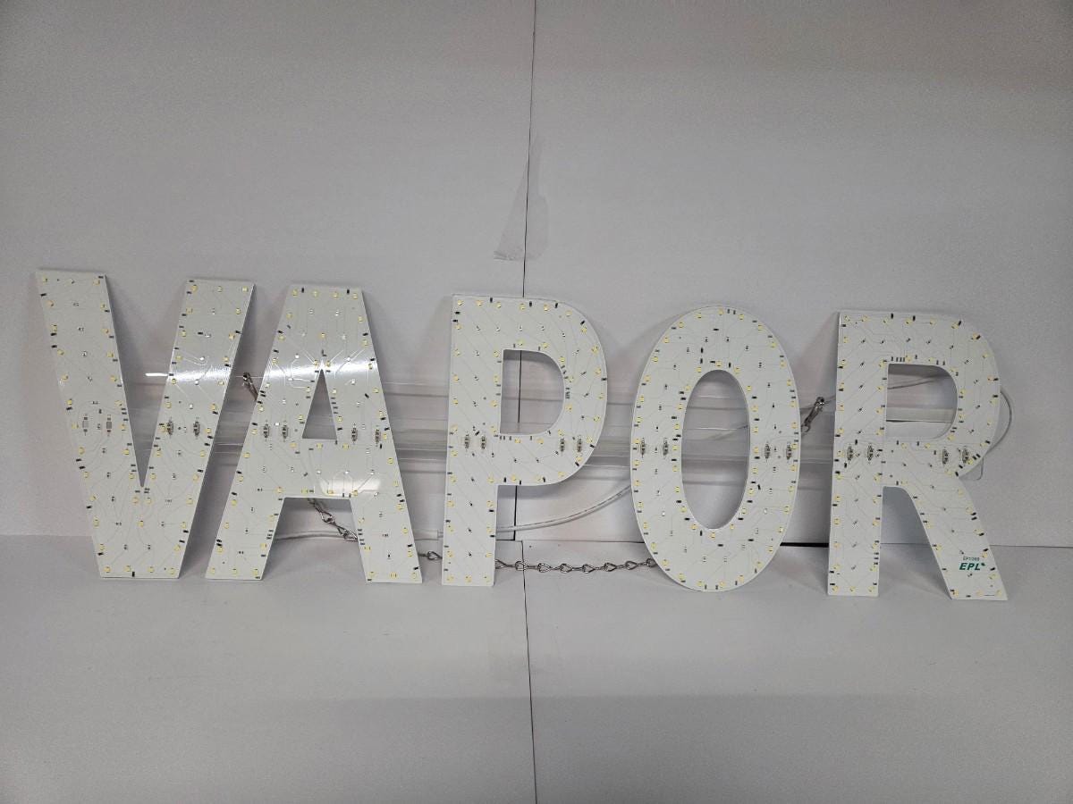 EPL VAPOR Blue, LED 3G Sparkling Sign & Eye-catching, Super Bright, 9"x30", Remote Control, Smoke Vape Business decor, Storefront display