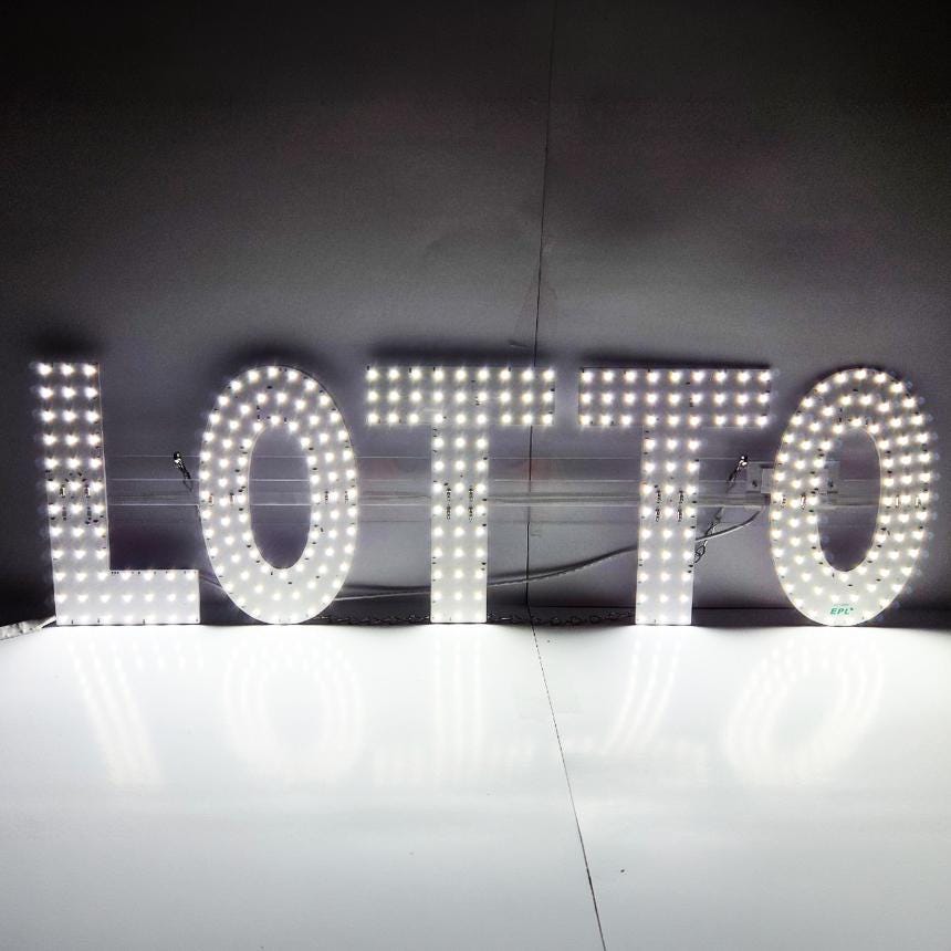 EPL LOTTO White, LED 3G Sparkling sign, Eye-catching sign, Super Bright, 9"x30", Remote Control & Business decor, Storefront display