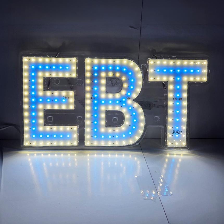 EPL EBT Lt Blue, LED 2G Blinking Sign, Eye-catching sign, Super Bright, 7"x15", Remote Control & Business decor, Storefront display