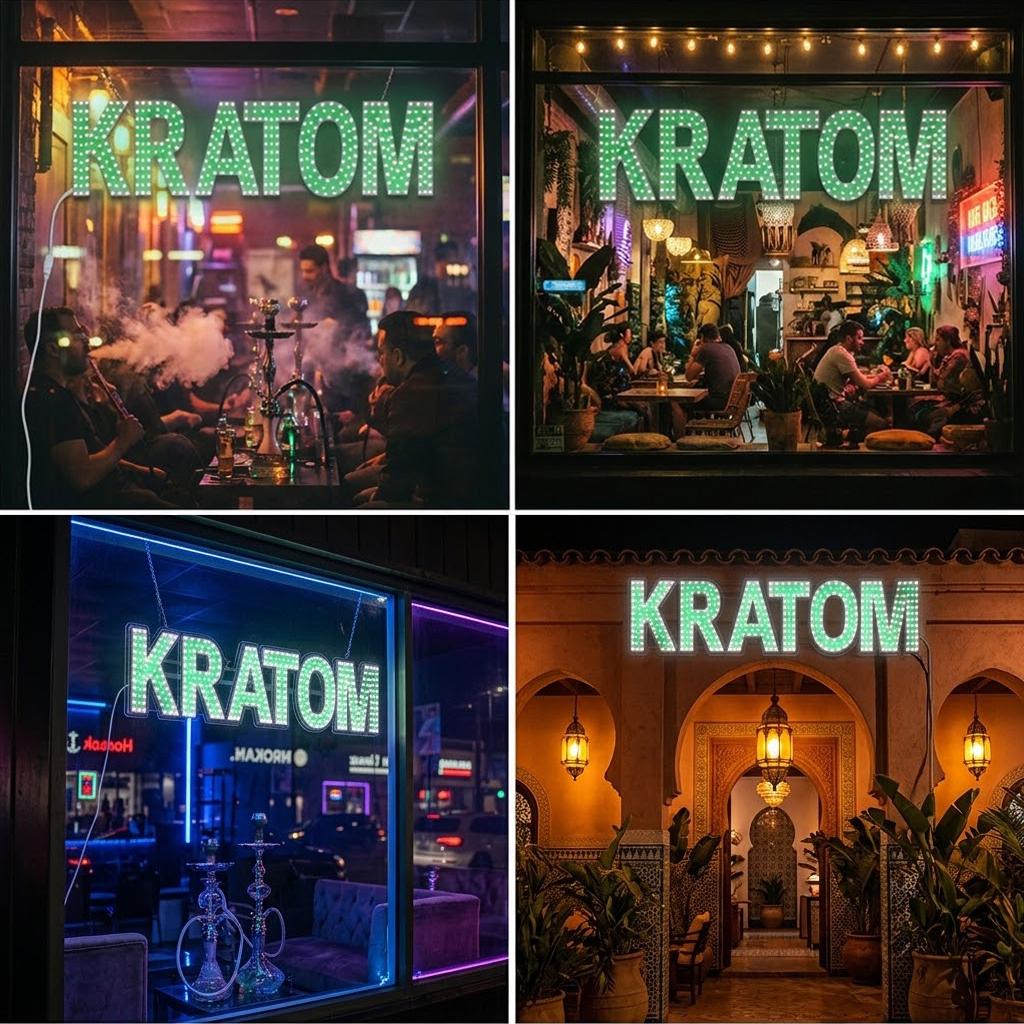 EPL KRATOM Green, LED 3G Sparkling Sign, Eye-catching, Super Bright, 8"x30", Remote Control, Smoke Shop & Business decor, Storefront display