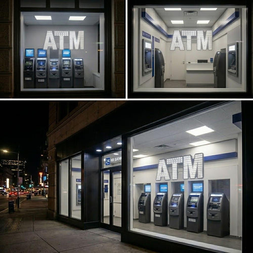 EPL ATM White, LED 3G Sparkling sign, Eye-catching, Super Bright, 7"x15", Remote Control & Business decor, Storefront display, signage