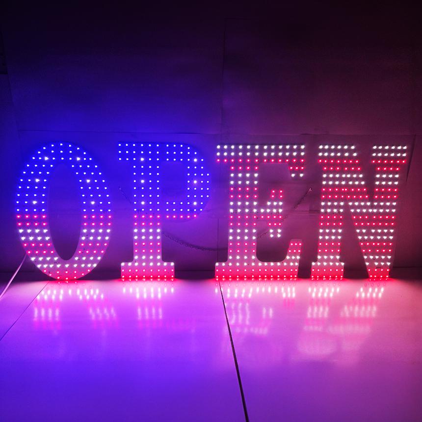 EPL OPEN Us Flag, LED 3G Sparkling Sign, Eye-catching Sign, Super Bright, 2 Size, Remote Control, Business decor, Storefront display