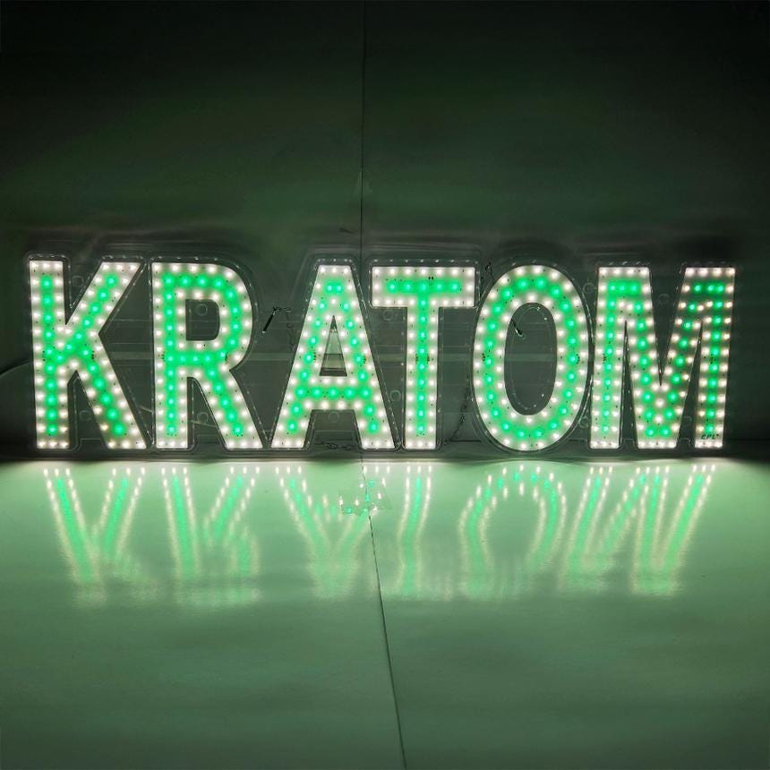 EPL KRATOM Green, LED 2G Blinking Sign, Eye-catching, Super Bright, 8"x30", Remote Control, Smoke Shop & Business decor, Storefront display