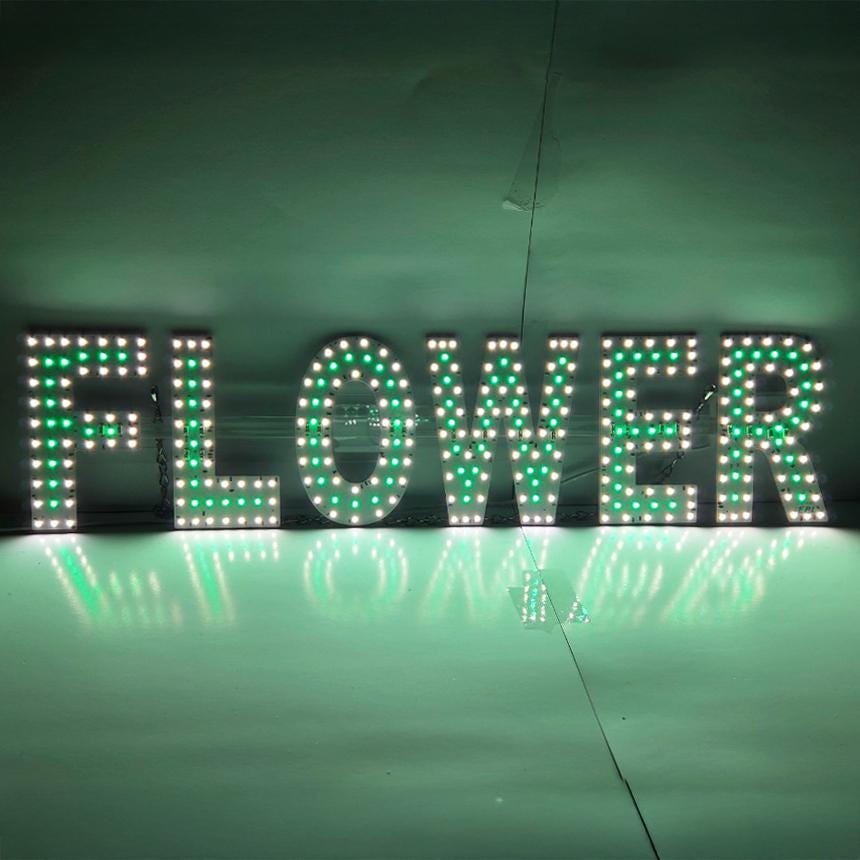 EPL FLOWER Green, LED 3G Sparkling Sign, Eye-Catching, Super Bright, 6"x30", Remote Control & Floral Business decor, Storefront display