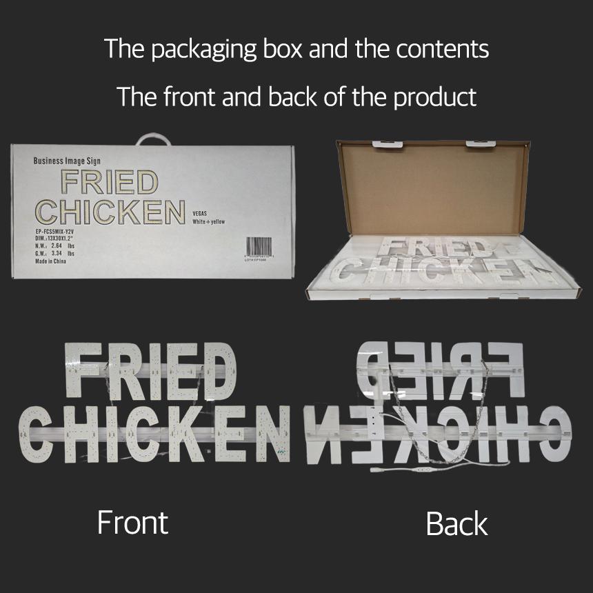 EPL FRIED CHICKEN Yellow, Led 2G Blinking Sign, Eye-Catching, Super Bright, 13"x30", Remote, Business decor, Storefront display, Restaurant