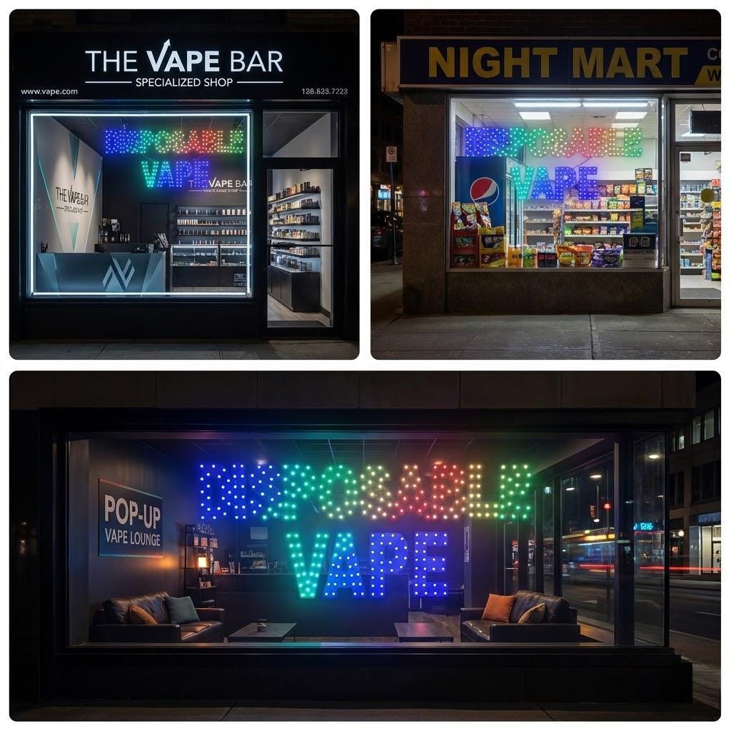 EPL Disposable Vape RGBW Wave, LED 4G Full-color changes sign, Eye-catching, Super Bright, 13"x30", Remote, Storefront display